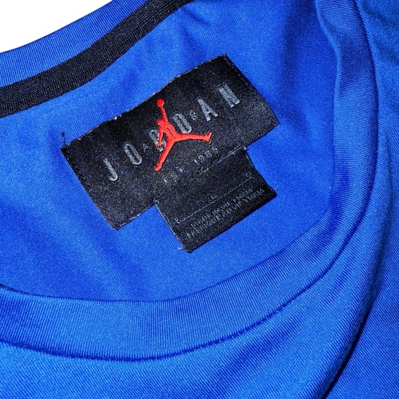 NIKE Jordan MENS LARGE PRE-OWNED Blue Dri-FIT Short Sleeve T-Shirt Athletic Crew - Picture 8 of 15
